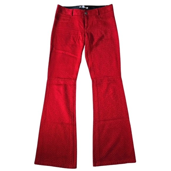 Alice + Olivia Pants - alice + olivia Red Textured Geometric Flare Pants Size 0 High Rise Statement